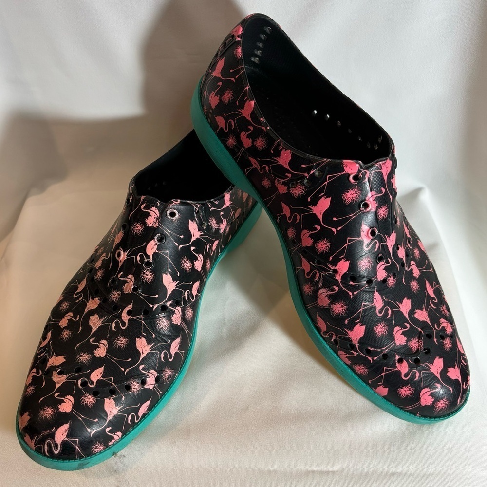 BIION Sz 11 Slip On Golf Shoes Flamingo Pattern Wing Tip Perforation Anti-Slip